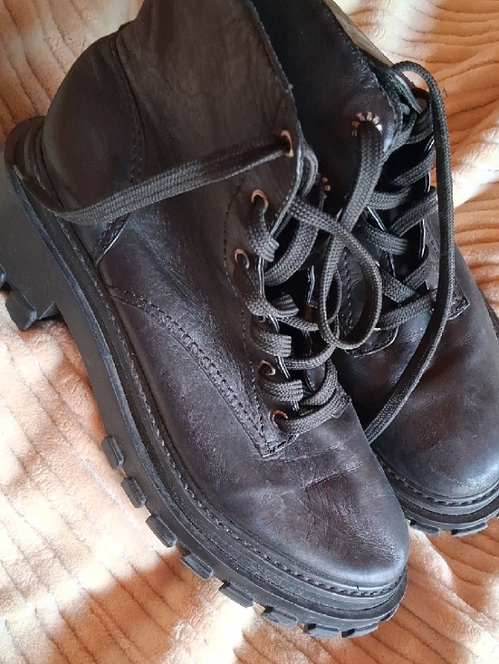 SCHUTZ Black Leather Lace-Up Combat Boots main image 4
